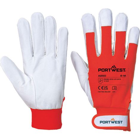 Guante de piel flor Tergsus con refuerzo A250 XL Rojo