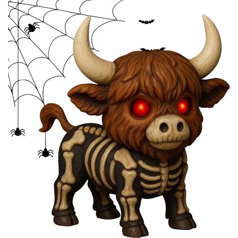 Highland Kuh Figur Halloween Schädel Highland Kuh Figur Deko