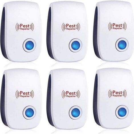 BUNTHAUS Lot de 6 répulsifs à ultrasons pour insectes, anti-cafards, fourmis, souris, punaises, rats, rongeurs, moustiques, araignées, pour la maison, le bureau, l'entrepôt et l'hôtel