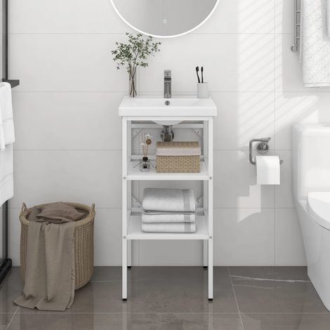 Bathroom Washbasin Frame White 40x38x83 cm Iron vidaXL