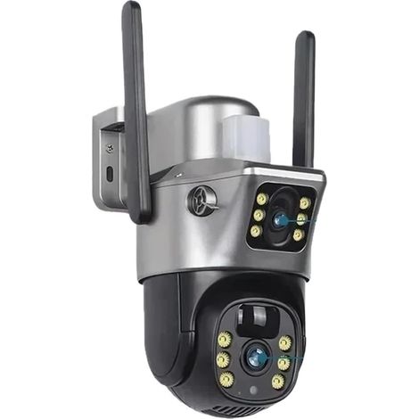 Caméra Solaire WiFi 4K 8MP, Double Objectif, Double écran, vidéosurveillance, Audio bidirectionnel, Batterie, caméras PTZ(WIF Solar No Card) (1/5)