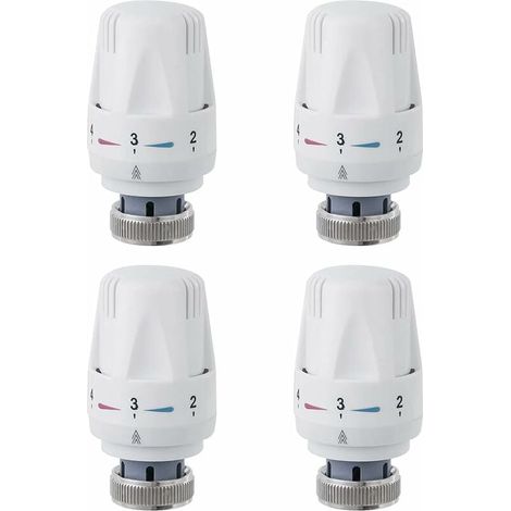 Cabezal de radiador, cabezal de válvula de radiador de 4 piezas, válvula termostática de radiador M30 x 1,5, cabezal termostático para lavabo de baño (1/4)