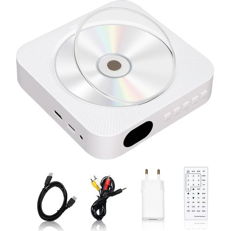 Lecteur DVD TV et Lecteur CD avec Bluetooth Mémoire Breakpoint, Lecteur DVD pour TV avec câble AV et HDMI, Lecteur CD Portable Haut-Parleur HiFi Intégré Radio FM (1/5)