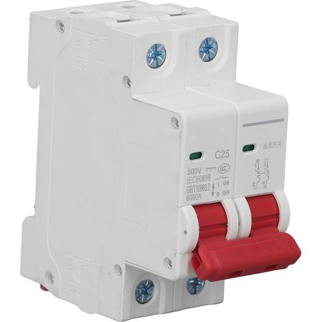 Disjoncteur CC 2P 6000 A, montage sur rail DIN, protection photovoltaïque, interrupteur à air 25 A CC 500 V (1/5)