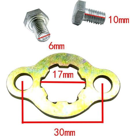 Plaque de verrouillage de pignon de petite taille pour moto tout-terrain avec vis, diamètre intérieur 20 mm/17 mm. (1/4)