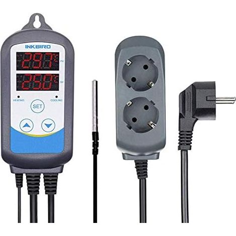 Régulateur de Température Programmable 12 Périodes  Prise Thermostat Chauffage Refroidissement, Terrarium Reptile Cuve Brassage Pompe à Bière Fermentation Serre (1/4)