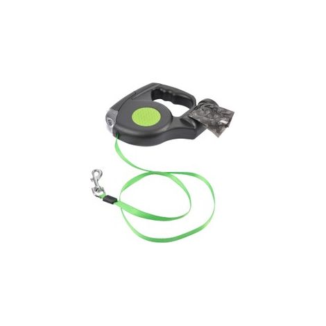 Laisse rétractable avec lumière Led et sacs pour déjections - Noir - L 500 cm - Livraison gratuite (1/3)