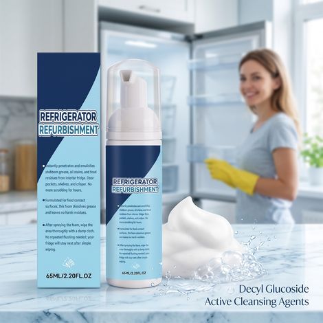 Kühlschrankreiniger, Schaumreiniger für die Innenwände von Kühlschränken, entfernt Flecken, desodoriert, taut ab, für die Gerätepflege und -renovierung – 65 ml -- DE (1/5)