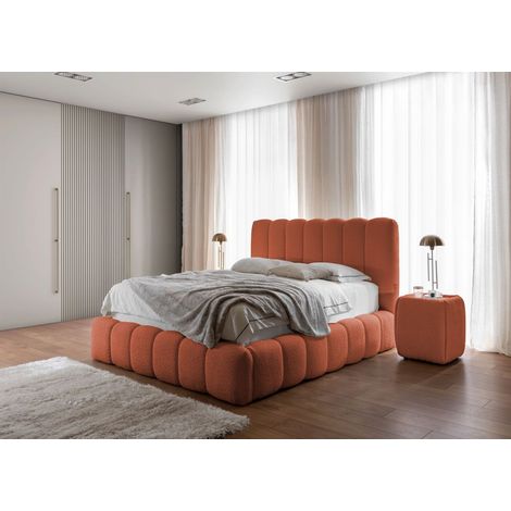Polsterbett Doppelbett Set.3 CARSON 200x200cm Stoff Catch Me Rostbraun (1/5)