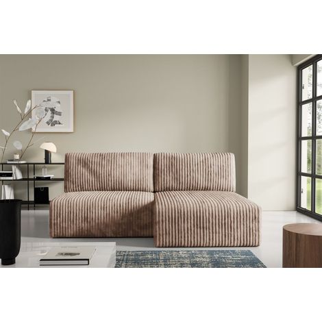 Ecksofa mit Schlaffunktion NATALIA XS in Stoff Tilia Beige Ottomane Rechts