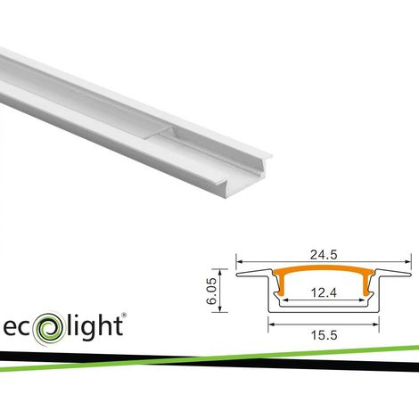 PROFILO DA INCASSO P02 BIANCO + COVER TRASPARENTE 2MT (1/2)