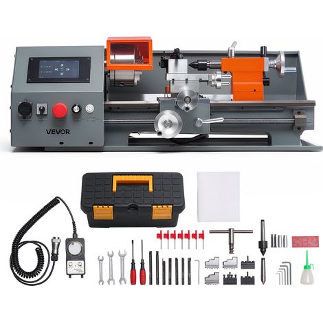 VEVOR Tour a Metaux Etabli CNC 220x400 mm 1100 W Tour Metaux Ecran Tactile pour Tournage Entierement Auto, Porte-Outil a Changement Rapide, Vis-Mere Electronique, Vitesse Variable Max. 2500 tr/min (1/5)