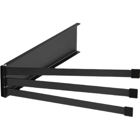 Porte-serviettes pliable, en acier inoxydable, barre porte-serviettes de bain, accessoire de salle de bain, mural, convient aux salles de bain et aux cuisines (noir). (1/4)