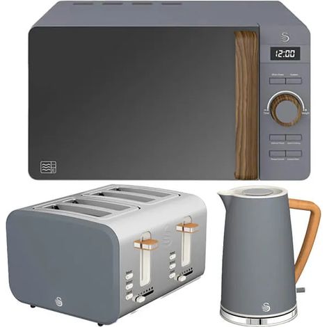 Swan Nordic Slate Grey 1.7L Kettle, 4 Slice Toaster & 20L Digital Microwave Set (1/5)