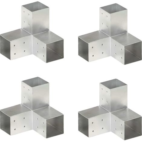 vidaXL Conectores de postes en Y 4 uds metal galvanizado 81x81 mm (1/5)