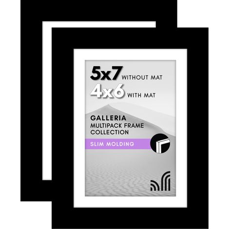 Lot de 2 cadres photo noirs de 12,7 x 17,8 cm – Utilisation comme cadre photo de 10,2 x 15,2 cm avec passe-partout ou cadre de 12,7 x 17,8 cm sans passe-partout – Matériel de suspension (1/5)