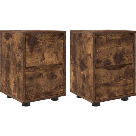 Maison Exclusive - Mesas de noche con cajón 2 pcs Roble ahumado 3