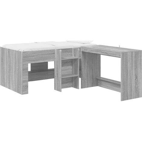 Kids'High Bed Frame with Desk Grey Sonoma 80 x 160 cm vidaXL (1/5)