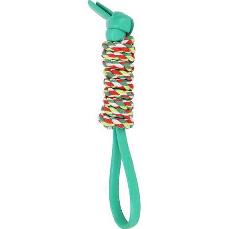 Multifunktionales Kauspielzeug aus bissfestem TPR-Baumwollseil, interaktives Hundespielzeug, das die Zähne beansprucht, Farbe: Cyan (1/5)