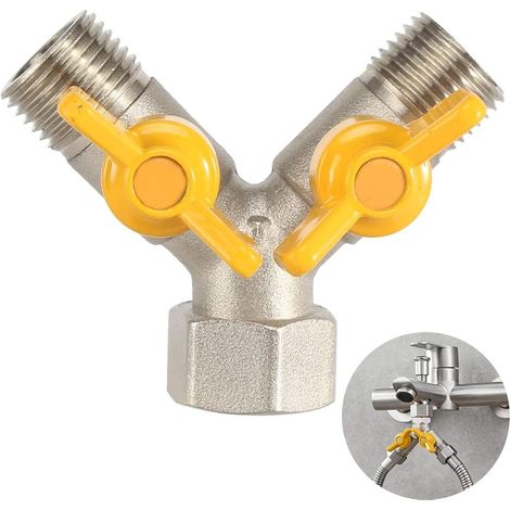Diviseur de Tuyau Laiton – Vanne de Commutation en Laiton 1/2" Y Vanne 3 Voie Raccord Y Robinet (1/4)