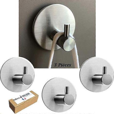 Crochet adhésif - Porte-serviettes de salle de bain - Crochet mural adhésif pour serviette de toilette - Porte-serviettes mural auto-adhésif pour cuisine - Fixation murale (1/5)