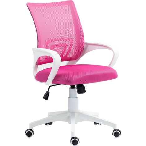Chaise de bureau pivotante en maille avec hauteur réglable, fonction inclinaison et accoudoirs, capacité de charge de 120 kg, rose (1/5)
