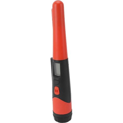 Détecteur de métaux portatif étanche IP66 avec pointeur et écran LCD pour la recherche de trésors et la détection d'or. Lampe torche intégrée, couleur orange. (1/5)