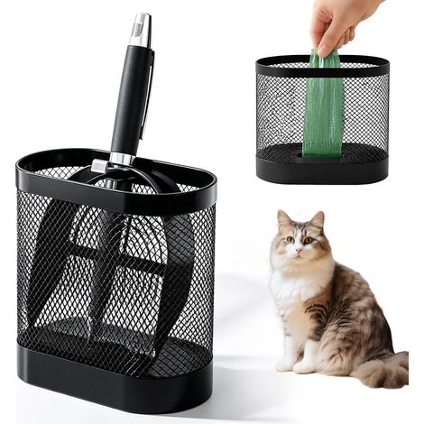 Pelle À Litière pour Chat en Métal, Pelle À Litière en Métal avec Pelle, Support De Rangement Et Distributeur De Sacs Dissimulé, Rangement Innovant Pelle Litière Chat Métal (1/5)