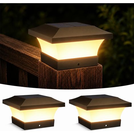 Solaires Capuchon pour Poteau 10x10 cm, Blanc Chaud, Lot de 2 (1/5)