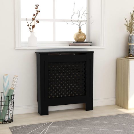 Cache-radiateur - Couvre Radiateur - Revêtement de Radiateur pour Maison MDF Noir 78 cm -BonneVie40691 (1/5)