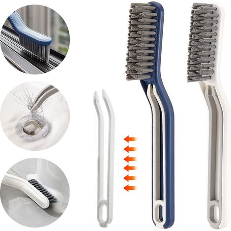 Set di 2 spazzole multifunzionali per fessure del pavimento, spazzola 2 in 1 per la pulizia delle fessure del bagno, spazzola a setole fitte per la pulizia dei vetri, adatta anche per le pareti. (1/5)