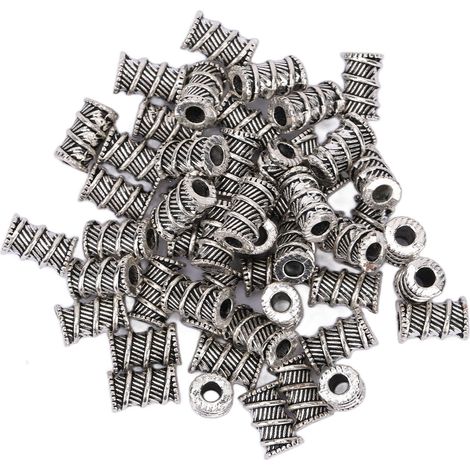 50 perles de barbe viking tubulaires, DIY, taille modérée, alliage confortable, bords lisses, accessoires de coiffure homme (1/5)