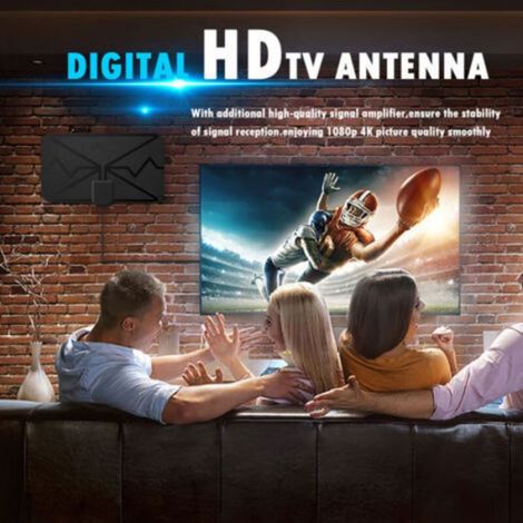 Antenne DVB-T2 - Antenne TV Numérique Intérieure HD 4K - Pour Réception Terrestre Libre - 1 Pièce (1/5)