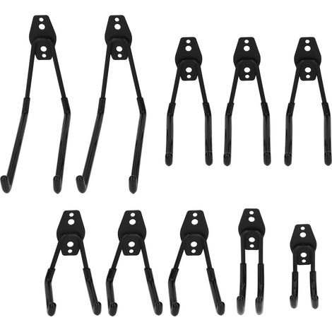 Kit de 10 crochets de garage, support mural pour vélo, rangement d'outils et de suspensions pour plafond de jardin. (1/5)