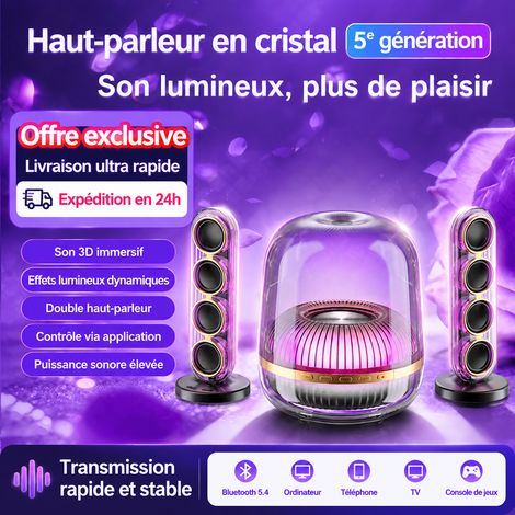 Enceinte Bluetooth Cristal 5e génération version lumière mystique stéréo trois voies 29 × 26 × 38 cm 3,07 kg – Livraison gratuite