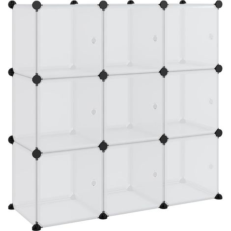 Organiseur de rangement en cube avec 9 cubes et portes en PP transparent CFW943991 (1/5)