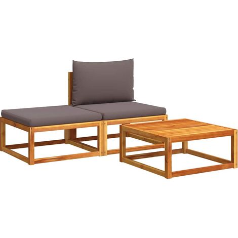Set di divani da Giardino  Salotto da Giardino 3 pezzi con cuscini in legno di acacia e rattan (1/5)