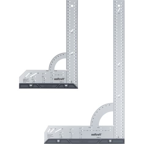 wolfcraft - Kit de 2 Équerres de Menuisier Multifonctions - Longueur 300 et 500 mm - Mesurer. Tracer et Rapporter - réf. 8654000