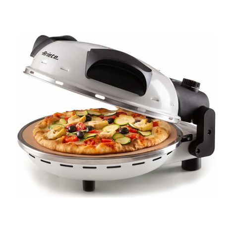 Ariete 918 Forno Pizza - Pizza in 4 minuti - Piastra in pietra refrattaria con trattamento antiaderente - Temperatura max 400° - 1200 Watt - Timer 30’ - Bianco