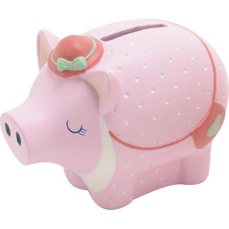 Tirelire Cochon en résine Jade Cochon avec chapeau (1/3)