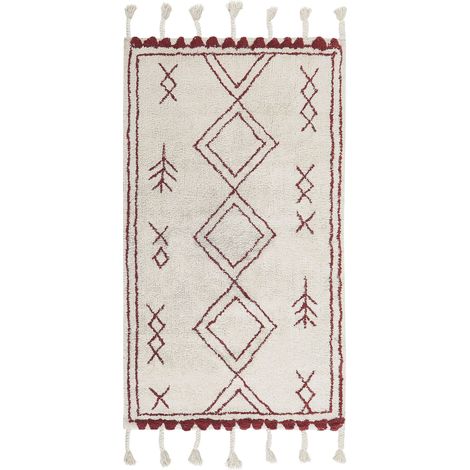 Teppich KENITRA Cremeweiß 80 x 150 cm Baumwolle