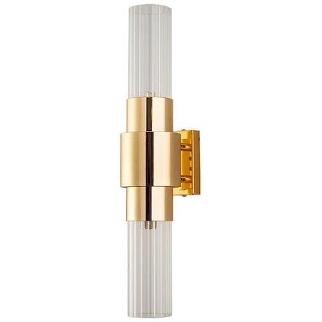 Glas & Messing – Wandleuchte mit einem Rohr – 45 cm Wandleuchte, goldfarbenes Messing (1/4)
