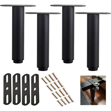 pieds de meuble, 4 pieds de meuble réglables en métal pour cadres de lit, pieds de support de planche de lit centrale robustes 35cm (1/5)