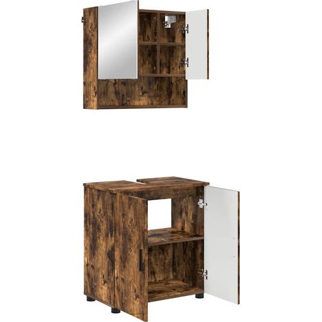 Juego de muebles de baño 2 uds. Roble ahumado 61 x 35 x 64 cm vidaXL (1/5)