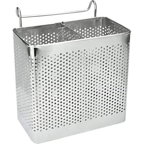 Égouttoir à couverts, panier à couverts, organisateur évier acier inoxydable, rangement ustensiles cuisine.(A)