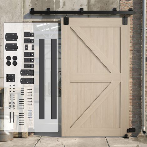 Kit di ferramenta per porte scorrevoli ad alta resistenza, 183 cm, nero, per porte singole.