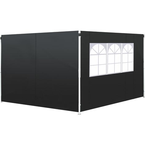 Outsunny Gazebo Replacement Exchangeable Side Wall Panels w/ Window Black