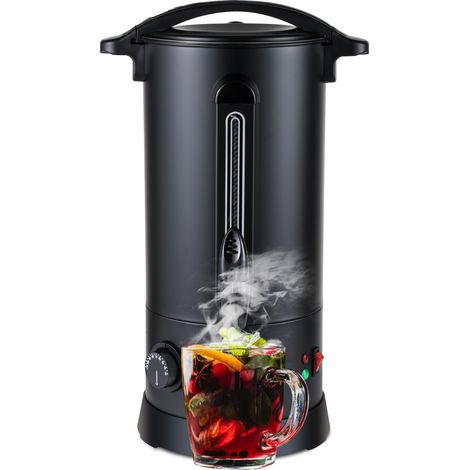 Randaco Glühweinkocher 10 L, 1500 W, Edelstahl-Heißgetränkespender, 30–95 °C, Zapfhahn, Sichtfenster, Schwarz (1/5)