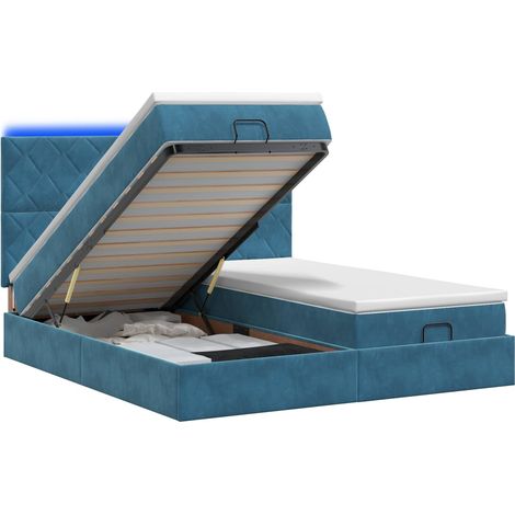 Cama tipo otomana con colchón y LED Azul oscuro 160 x 200 cm vidaXL (1/5)