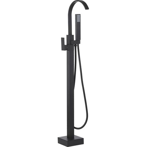 Miscelatore Vasca Freestanding Rubinetto Nero Opaco Montato a Pavimento Ribbon